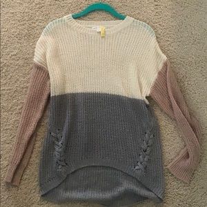 Pink grey and creme sweater,